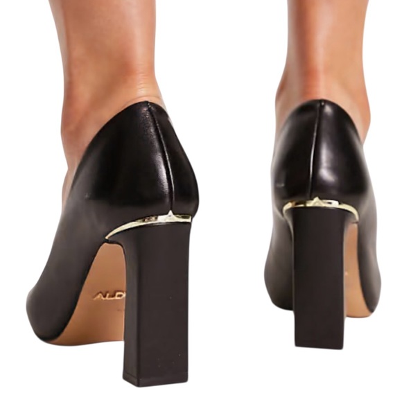 Aldo Seirith Black Leather High Heels Pumps Size 10 New in Box - Picture 1 of 11